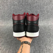 Air Jordan 1 Mid Black and Burgundy Sneakers 554724-601