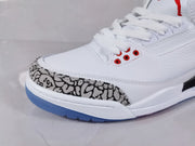 Air Jordan 3 Retro White Red Sneakers with Elephant Print