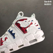 Nike Air More Uptempo White Blue Red Sneakers 09JXD513