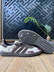 adidas Samba Low-Top Sneakers in White and Purple Print