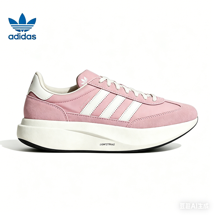 Adidas Light Pink Low-Top Sneakers with White Stripes