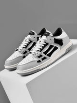 AMIRI Gray and White Low-Top Sneakers with Black Accents