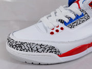 Jordan 3 Retro White Red Blue Elephant Print Sneakers