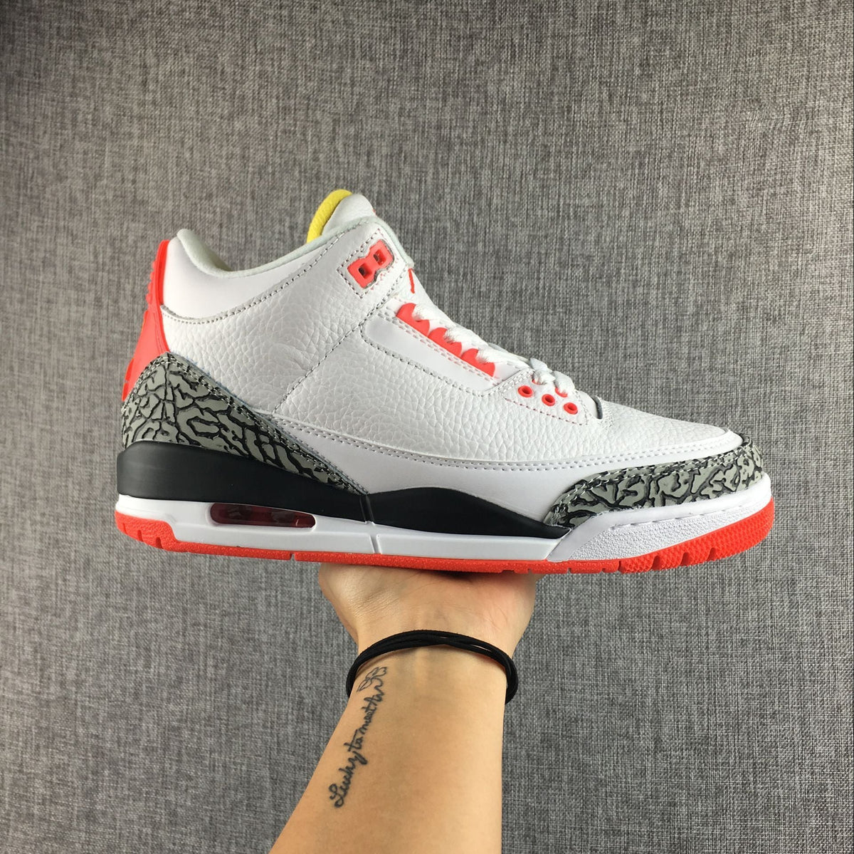 Air Jordan 3 White, Red and Black High-Top Sneakers