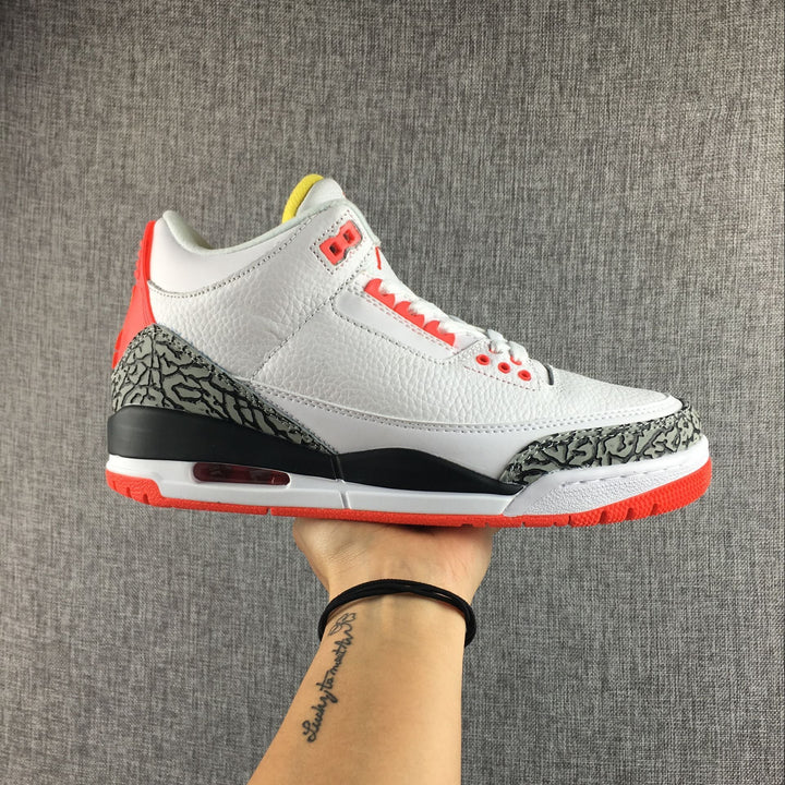 Air Jordan 3 White, Red and Black High-Top Sneakers