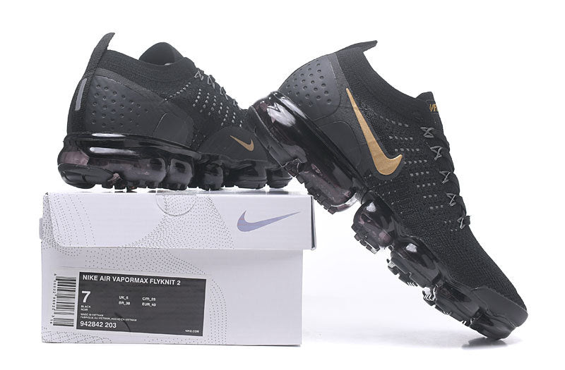 Nike Air VaporMax Flyknit 2 Black Gold Sneakers 942842-203