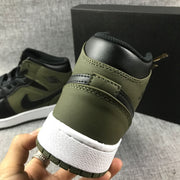 Jordan 1 Mid Sneakers in Black and Olive Green