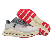 On Running Cloudmonster 2 Sneakers in Light Gray and Red