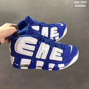 Nike Air More Uptempo White Blue Basketball Sneakers 09JXD823