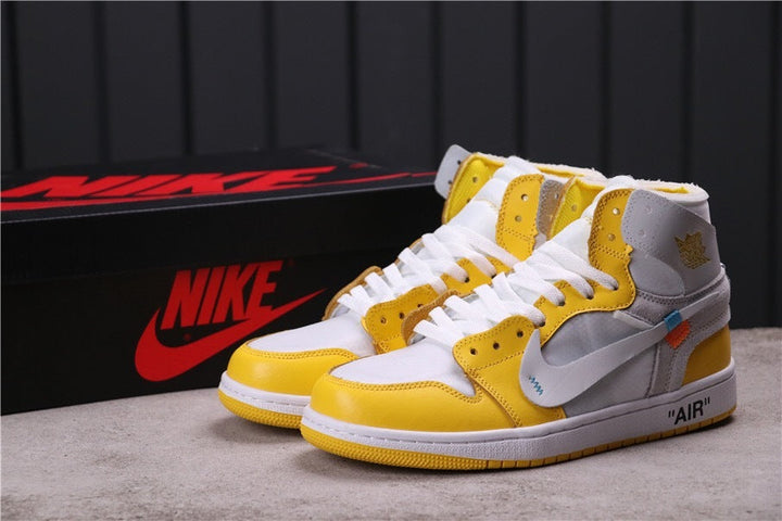 Jordan Air Jordan 1 High Off-White UNC White Yellow Sneakers