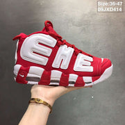 Nike Air More Uptempo Sneakers White and Red 09JXD414