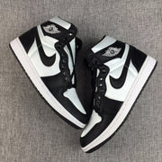 Air Jordan 1 High Black and White Satin-Style Sneakers