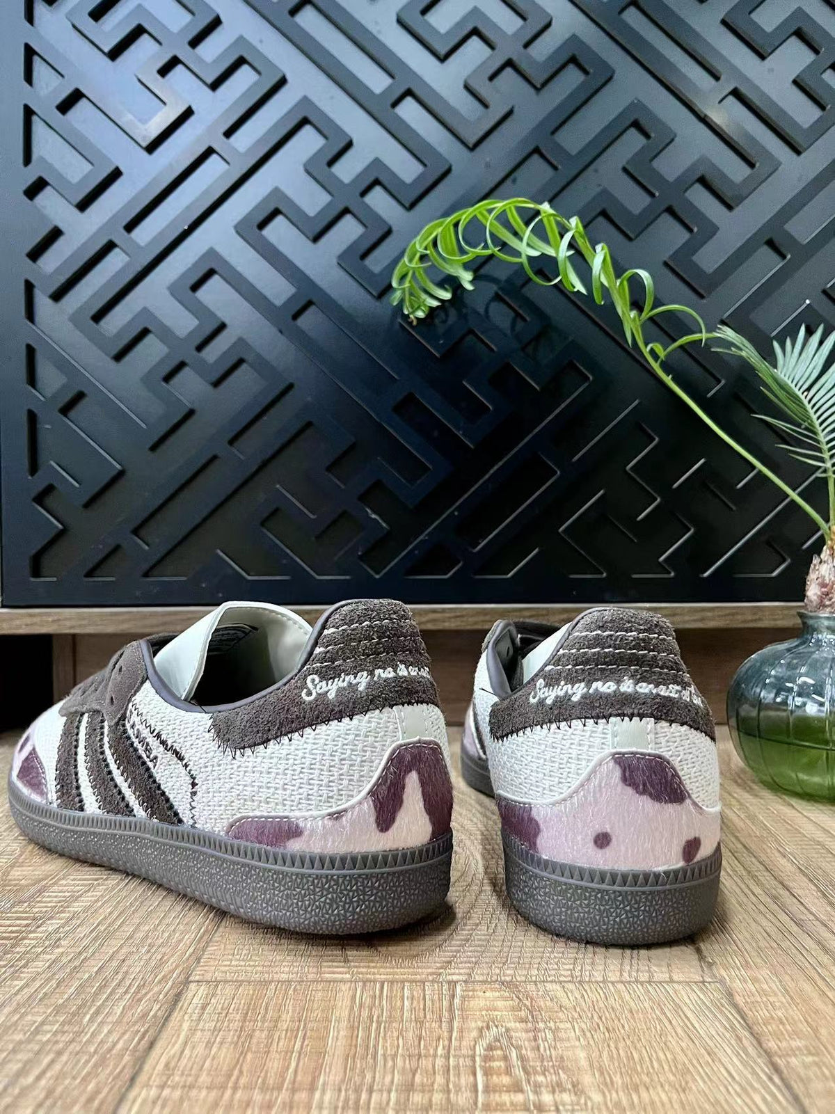 adidas Samba Low-Top Sneakers in White and Purple Print
