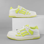 AMIRI Bone Low-Top Sneakers in White and Neon Green