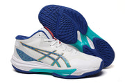 ASICS White and Blue Indoor Court Sneakers