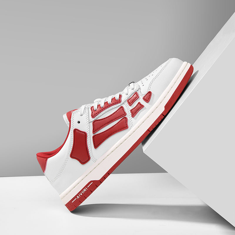 AIVIIRI White and Red Low-Top Sneakers MFS003-124