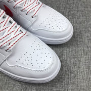 Air Jordan 1 Mid Ice Blue White and Red Sneakers 555112-104