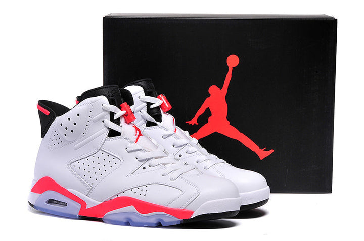Air Jordan 6 High White and Infrared Basketball Sneakers