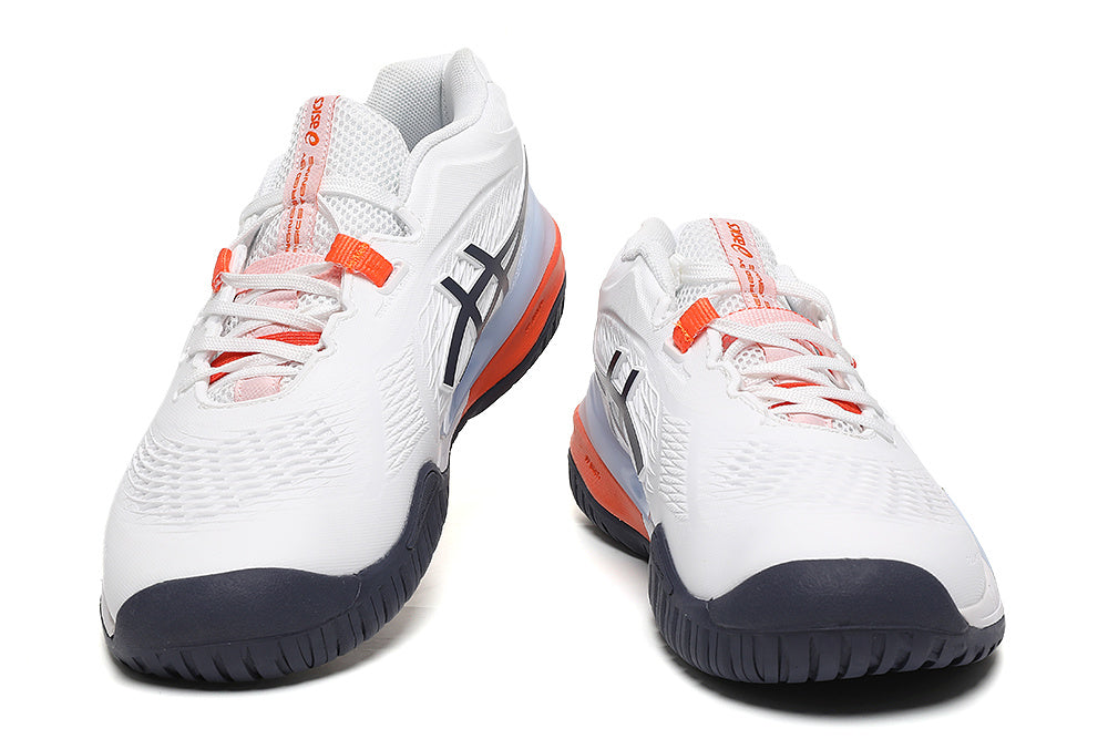 ASICS White and Orange Court Sneakers