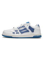 AMIRI Bone-Look Low-Top Sneakers in White and Denim Blue