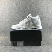 Jordan 3 White Cement Sneakers with Blue Translucent Sole