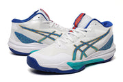 ASICS White and Blue Indoor Court Sneakers