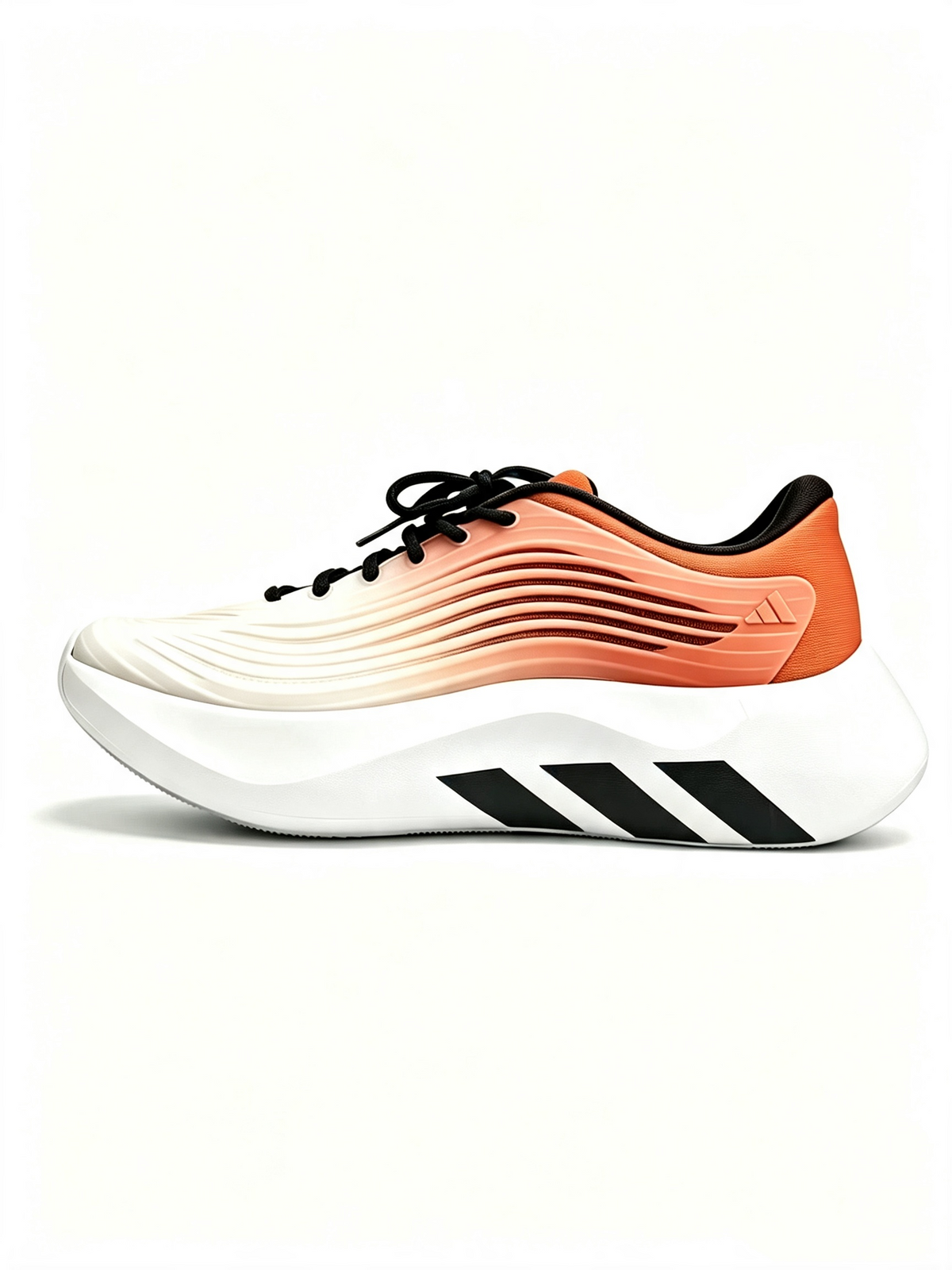 White and Orange Knit Sneakers with Black Accents