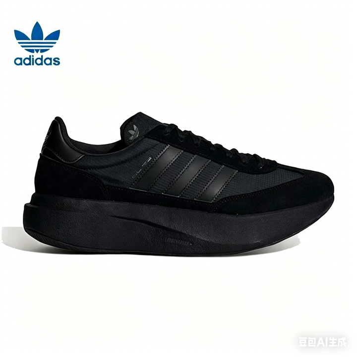 Adidas Black Leather-Style Low-Top Sneakers