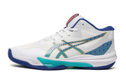 ASICS White and Blue Indoor Court Sneakers