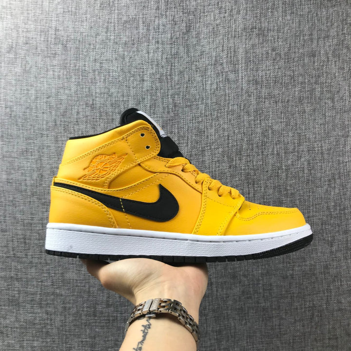 Air Jordan 1 Mid University Gold Black White Sneakers