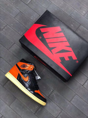 Air Jordan 1 Retro High OG Black and Orange Sneakers