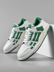 AVIRY Low-Top Sneakers in White and Green, MFS003-114