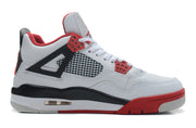 Air Jordan 4 Retro White and Red High-Top Sneakers