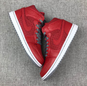 Jordan 1 Mid High-Top Sneakers in Red and Grey