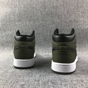 Jordan 1 Mid Sneakers in Black and Olive Green
