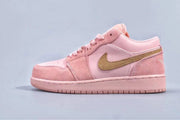 Jordan 1 Low Pink and Gold Women's Sneakers