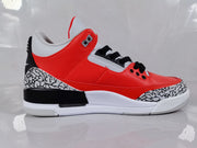 Air Jordan 3 Retro Red Black Cement Print Sneakers