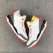 Air Jordan 3 White, Red and Black High-Top Sneakers