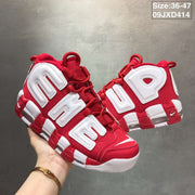 Nike Air More Uptempo Sneakers White and Red 09JXD414