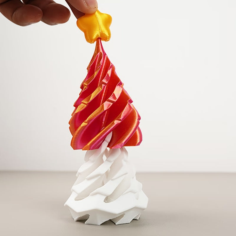 🎄 3D Printed Multicolor Christmas Tree Spiral Stacking Toy