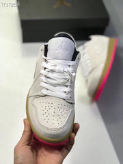 Jordan 1 Low White Pink Gum Sole Sneakers