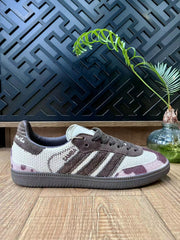 adidas Samba Low-Top Sneakers in White and Purple Print