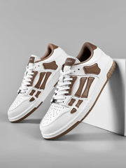 AIVIRI MFS003-126 White and Brown Low-Top Sneakers