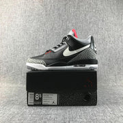 Air Jordan 3 Retro Black Cement Sneakers, Black and Grey