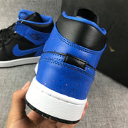 Air Jordan 1 Mid Black and Blue High-Top Sneakers