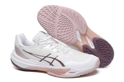 ASICS White and Pink Court Sneakers