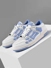 AIVIR White and Light Blue Low-Top Sneakers