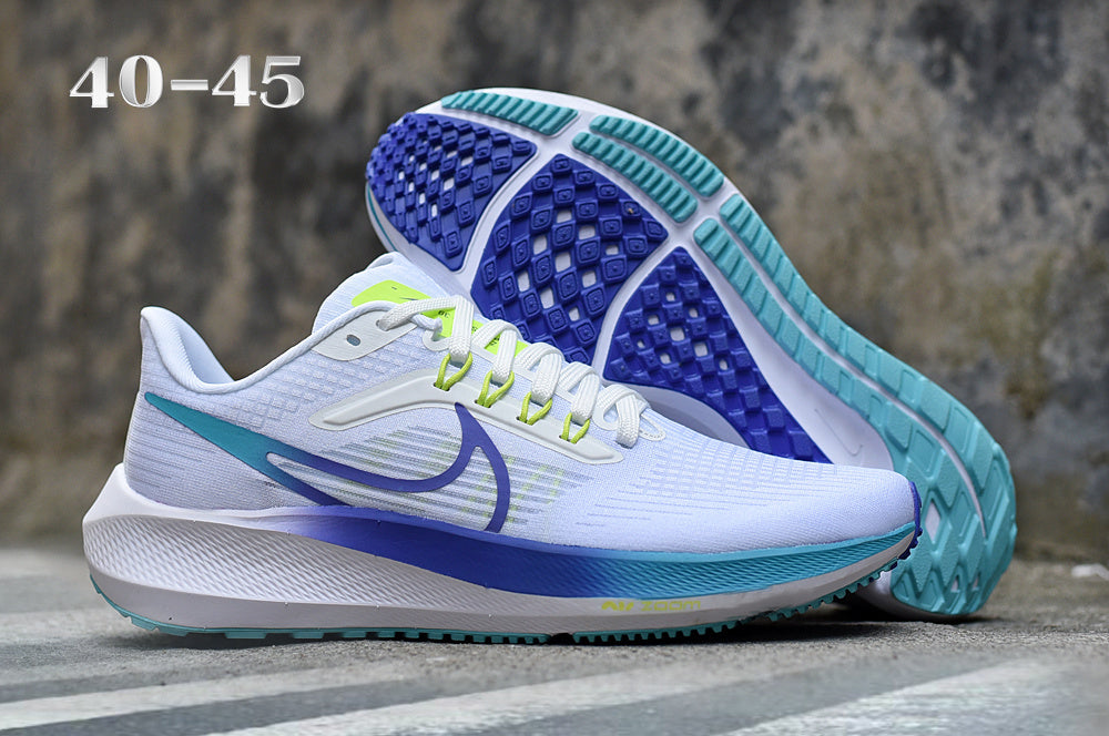 Nike White Turquoise Running Sneakers with Violet Accents