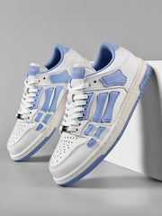 AIVIR White and Light Blue Low-Top Sneakers