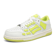 AMIRI Bone Low-Top Sneakers in White and Neon Green